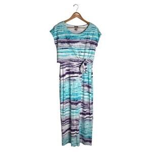 Chico’s Coastal Maxi Dress Size Small Summer Colorful Blue Purple Beach